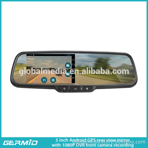 5 inch Android rear view mirror with backup camera and full HD DVR recorder google map link